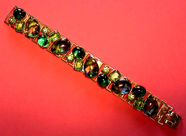 a beautiful vintage costume jewelry watermelon rhinestone bracelet