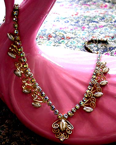 a beautiful vintage costume jewelry bridal necklaces