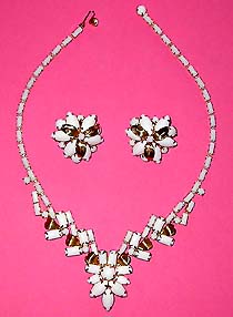 a beautiful Weiss vintage costume jewelry necklace and earrings