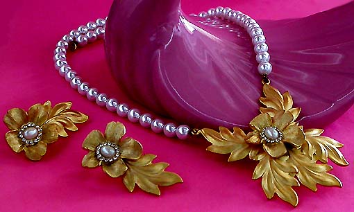 a beautiful vintage costume jewelry parure