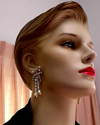 a beautiful vintage costume jewelry bridal earrings