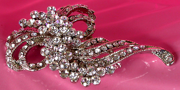 a beautiful vintage costume jewelry bridal brooch