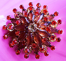 Vintage costume jewelry store brooches and pins