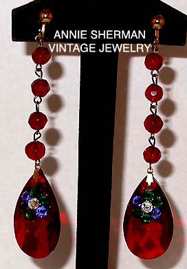 a beautiful VINTAGE COSTUME ESTATE ANTIQUE JEWELRY EARRINGS unsigned