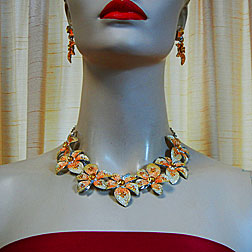 a beautiful Juliana vintage costume jewelry necklace and earrings