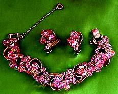 a beautiful Juliana vintage costume jewelry necklace, bracelet and earrings
